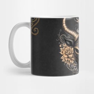 Elegant black gold reindeerhaed with flowers Mug